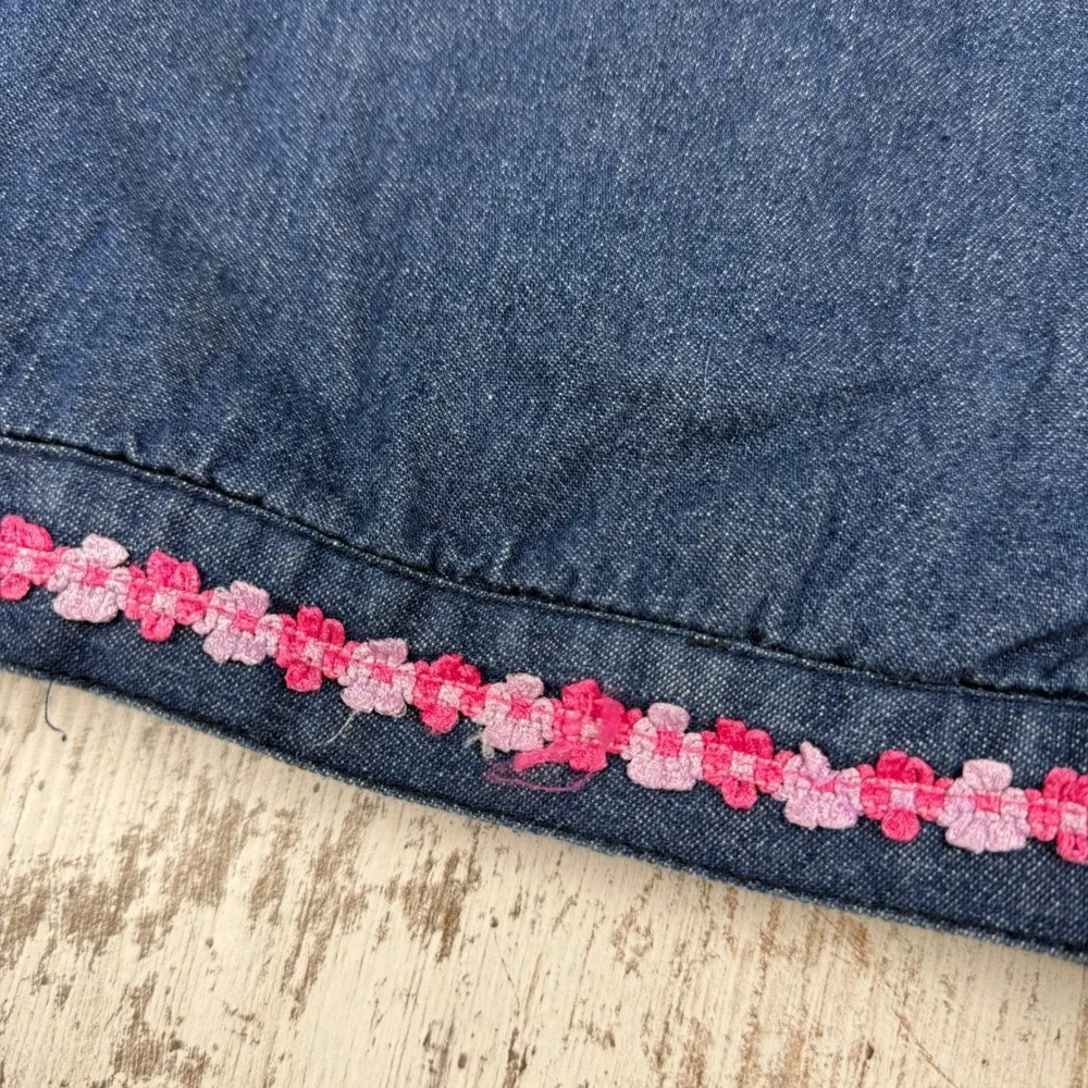 Smily Vintage Girls‎ Denim Vest Embroidered Flowers Kite Blue Size 86